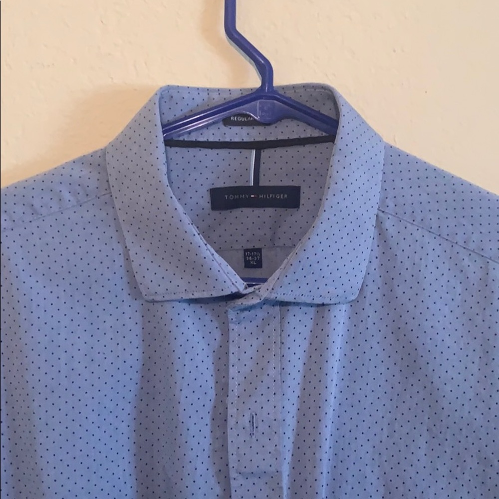 Blue on blue dot pattern tommy hilfiger shirt